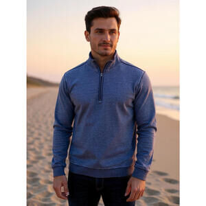 Tommy Bahama Men Flipside Half Zip Pullover XLarge Beach Blue Preppy Coastal EUC